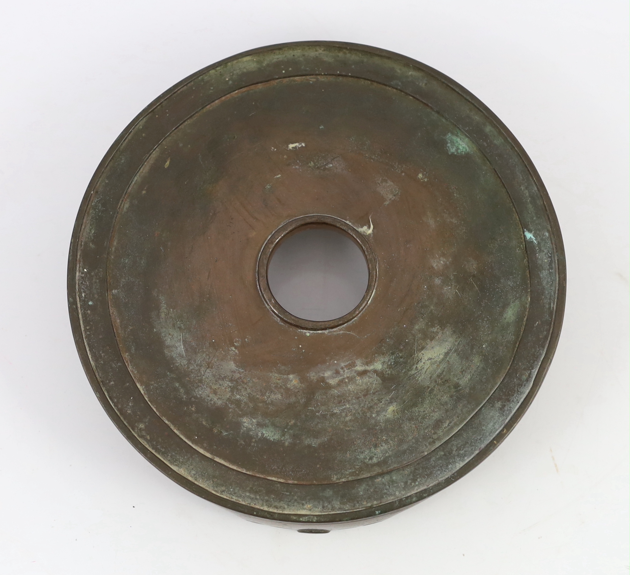 A large Chinese patinated bronze censer stand, 17th/18th century